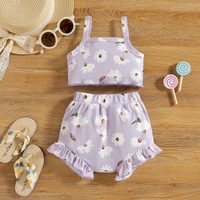 Ensembles décontractés pour bébés filles, imprimés floraux avec short à volants, vêtements d'été pour tout-petits, 2 pièces