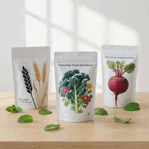 Sachets de graines personnalisés avec logo imprimé, écologiques, en Mylar recyclé, pour céréales, graines de tournesol, tomates, concombres, fourrage et fleurs - Product Image 3