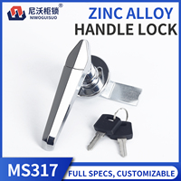 Poignée de meuble et serrure à clé en alliage de zinc Niwo MS317 pour armoire, tiroir et coffret de distribution