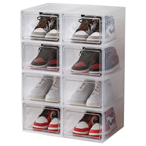 Household PP Injection <b>Foldable</b> Plastic Storage <b>Box</b> Stackable Shoe Organizer with Drop Front Access for Home Use - Product Image 1