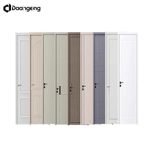 Porte en bois à panneau plat simple et moderne pour une décoration minimaliste, surface apprêtée prête à la peinture, panneau MDF - Product Image 5