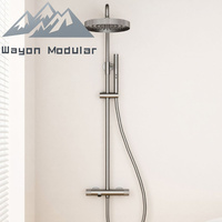 Sistema de Ducha de Alta Presión con Cabezal de Ducha Tipo Lluvia y Mezclador, Cromado en Oro, para Baño, Marca Wayon