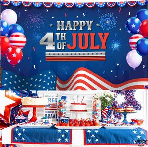 <span class=keywords><strong>Feliz</strong></span> 4 de Julio fiesta al aire libre ambiente de fiesta Establecer banderas Decoración de pared tela de fondo para el Día Nacional Día Conmemorativo - Product Image 4