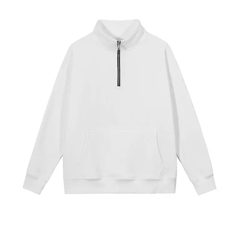 High Quality Unisex Turtleneck Sweater Custom Logo Mock Neck Half Zip Men's Hoodies Sweatshirts