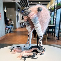 Gorro de invierno cálido de punto estilo trapper vintage, divertido gorro de ganchillo con orejeras, gorro de esquí suave y esponjoso para nieve y viajes.