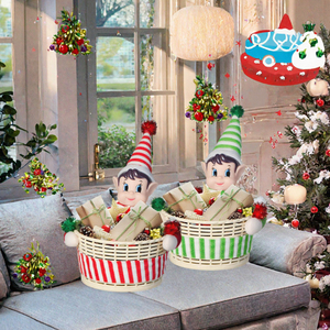 Panier à bonbons de Noël, boîte à friandises ronde, boîte à collations de fête, récipient cadeau festif pour la décoration de fête - Product Image 3