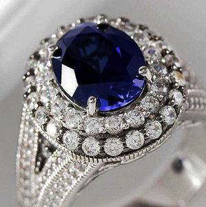 CAOSHI благородные овальные драгоценные камни Кольцо Двойной слой крест яркий CZ кольца новые роскошные женские серебряные королевские синие кольца для женщин - Product Image 2