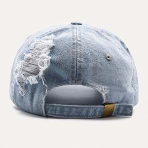 OEM Custom Plain Blank Worn Out <b>Denim</b> Baseball Cap,Unisex Distressed <b>Denim</b> Fabric Dad <b>Hat</b>,Luxury Gorras Washed Blue Jeans Cap - Product Image 5