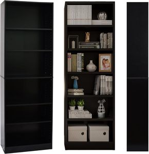 <strong>Tall</strong> Wooden Book <strong>Shelf</strong> Black Narrow Freestanding Storage <strong>Unit</strong> 6 Tier for Living Room, Bedroom, Home Office, Compact Display <strong>Unit</strong> - Product Image 2