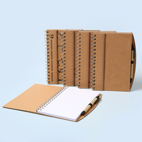 Ensemble de blocs-notes en papier kraft, notes adhésives, blocs-notes réutilisables, bloc-notes spirale avec stylo, ensemble personnalisé, cadeau en gros