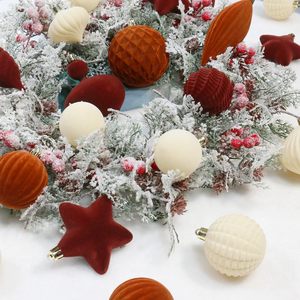 Adornos de Bolas de Navidad Flocadas, Juego de Bolas Decorativas de Navidad de Colores Mezclados y Formas Especiales para Decoración de Árboles de Navidad - Product Image 2