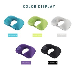 <b>Inflatable</b> U Shaped Travel Neck Pillow Portable Air <b>Cushion</b> with Button for Airplane Car Train Office Sleeping Support - Product Image 2