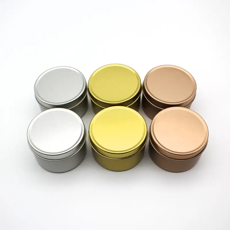 Lata de lata de oro rosa de 2oz, 4oz, 6oz, 8oz, envase decorativo redondo vacío, tarros de viaje, latas de vela negra, venta al por mayor