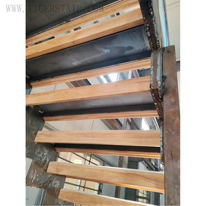 Elegante Escalera Recta Tipo Loft con Barandilla de Doble Lado y <span class=keywords><strong>Balaustre</strong></span> de Vidrio Templado sin Marco y Escalones de <span class=keywords><strong>Madera</strong></span> Lisos - Product Image 5