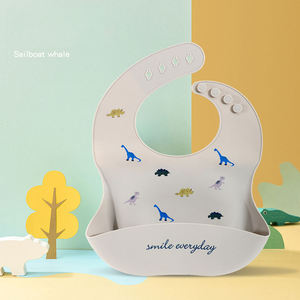Silicone Baby Bib <b>Waterproof</b> Lightweight Soft Solid Color Toddler Kids Mealtime <b>Apron</b> Custom Logo Wholesale - Product Image 5
