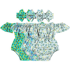 Nouvelle collection 2022 : Barboteuse nouveau-né style boutique tendance, épaules dénudées, avec bandeau nœud papillon - Product Image 1