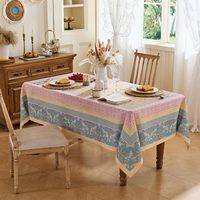 Nappe rectangulaire moderne en coton imprimé floral, faite à la main et personnalisable, imperméable et anti-taches, idéale pour mariages, fêtes, maison et extérieur