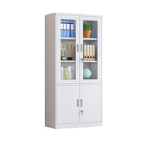 Armoire de classement en acier épaissi avec tiroirs, porte vitrée verrouillable, armoire de rangement pour la maison et le bureau, pour documents financiers