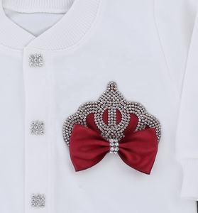 ชุดรอมเปอร์ผ้าฝ้าย100% 3ชิ้นสำหรับเด็กผู้หญิงสไตล์โมเดิร์นเบอร์กันดีฤดูใบไม้ผลิขายส่ง - Product Image 2