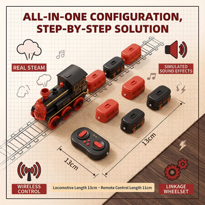Tren de Vapor RC de Alta Calidad 2.4G con Efectos de Sonido de Humo Realistas, Vagones Magnéticos, Regalo de Cumpleaños para Niños - Product Image 2