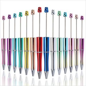 Custom Logo Funny Colorful UV Plating <b>Plastic</b> <b>Beaded</b> Gradual Color Spot DIY <b>Beaded</b> Ballpoint Pen - Product Image 4