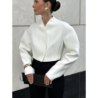 Chemise ample respirante à manches longues et col en V, style européen et américain, nouvelle collection hiver, élégante et simple
