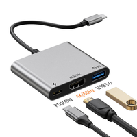 Adaptador USB C a 4K HDTV, USB 3.0, PD100W, Hub Divisor 3 en 1, Cable Convertidor Tipo-C, Carga Rápida para Laptop, Proyector, Monitor, MacBook