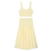 Ensemble jupe et haut court en maille élastique patchwork, style doux et épicé, nouvelle collection automne 2026 SHENZHU pour femme 2335627