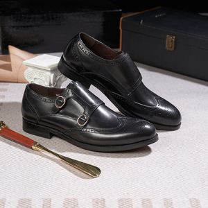 Chaussures en cuir véritable faites à la main W206-<span class=keywords><strong>N8</strong></span> pour hommes, style double boucle, à enfiler, type Oxford, mocassins, pour affaires, bureau et occasions formelles - Product Image 1