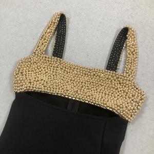 Elegante Abito Lungo da Donna Scintillante <span class=keywords><strong>per</strong></span> Feste, Vestito da Sera di Lusso con Perline Dorate, Abito da Sera Nero - Product Image 5