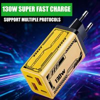 Chargeur rapide intelligent 130W, prise US EU, double USB + double Type-C, adaptateur de charge rapide multi-ports PD