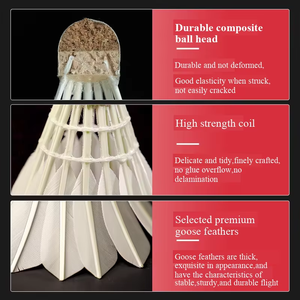 <span class=keywords><strong>Double</strong></span> poisson Golden Bird <span class=keywords><strong>Badminton</strong></span> 12-Pack Véritable Plume d'Oie Volants Super Durable Formation - Product Image 4