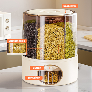 ที่จ่ายน้ำมันและเมล็ดข้าว6ช่องแบบหมุนได้ภาชนะบรรจุในครัวกันแมลงชนิดอัด - Product Image 2