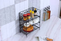 Support métallique pour comptoir de cuisine de style américain Étagère pliable pour épices Panier à collation Garde-manger pliable Support de rangement pour aliments empilable