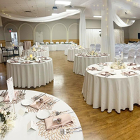 Linge de Table Naturel Nappes de Fête Mariage Blanc Rond Lavable Nappe de Table de Base Poly Vêtements de Table 100% Polyester