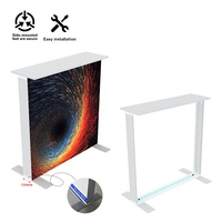Comptoir d'accueil portable élégant et lumineux à LED pour salons professionnels et expositions, en aluminium durable et réutilisable