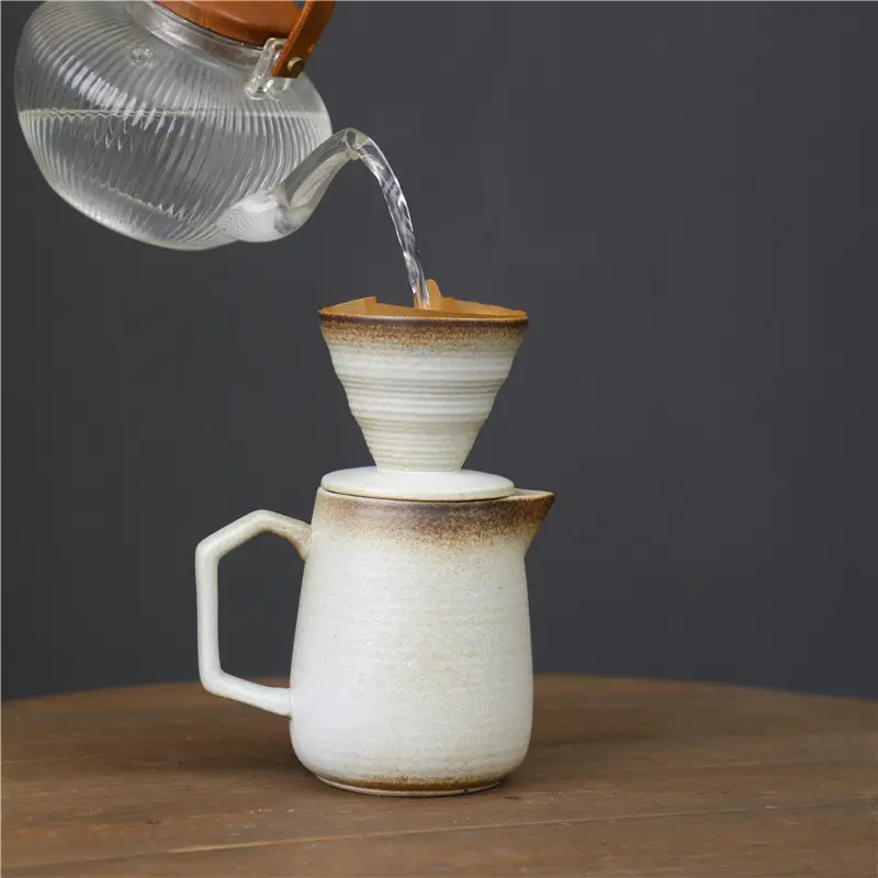 ホット販売クリエイティブ粗い陶器手作りコーヒーポットセットセラミックフィルターカップ醸造コーヒーフィルタードリップコーヒー用品
