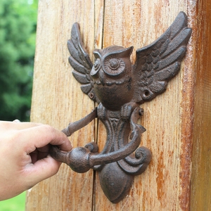Herrero forjado a mano de hierro fundido búho volador puerta <span class=keywords><strong>aldaba</strong></span> puerta de entrada puerta decorativa <span class=keywords><strong>aldaba</strong></span> - Product Image 2