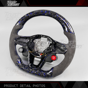 Volant sport personnalisé en fibre de carbone forgée bleue pour Volkswagen Golf MK8 Passat 2020-2025 GTI GTD GLI ID4 Tera T-ROC - Product Image 3