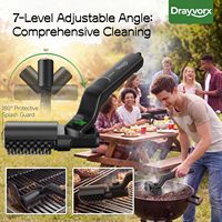 Brosse de nettoyage électrique Drayvorx pour barbecue, couple élevé, 3 modes de vitesse, couple max. 20 kg, sûre pour fonte et acier inoxydable, Type-C