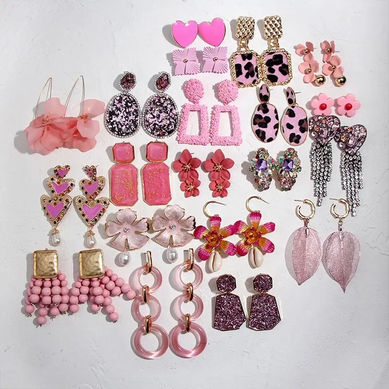 Kaimei 32 Designs amazon Dangle Earring Statement Orange Pink Resin Tassel Drop Earrings For Women Girls 2019