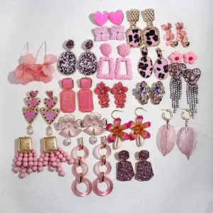Kaimei 32 Ontwerpen Mode Groothandel Sieraden Bengelen Oorbel Statement Oranje Roze Hars Kwast Oorbellen Voor Vrouwen Meisjes