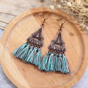MoyaMiya Boucles d'oreilles pendantes ethniques bohèmes classiques faites à la main 60 + Multi Choice Tassel Design Vintage Thailand Holiday Style - Product Image 2