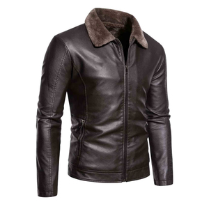 Veste en cuir et toile personnalisée en peau de mouton pour homme, col rond, logo sur le devant, respirante, fabriquée au Pakistan - Product Image 2