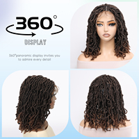 Perruque synthétique en dentelle complète, style dreadlocks bouclées, fausses locs sans colle, torsades 1B/30, tresses brun foncé, en Kanekalon, avec bonnet en maille élastique