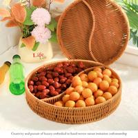 Multifunctionele handgeweven eco-vriendelijke mand met meerdere compartimenten voor fruit, snacks, bestek, keuken, huis, hotel, tafeldecoratie