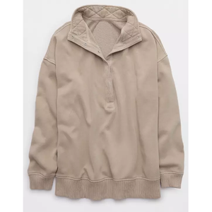 LEDUO เสื้อสเวตเชิ้ตผู้หญิงแขนยาวทรงโอเวอร์ไซส์แบบมีกระดุมครึ่งตัว คอปกแบบควิลท์ สไตล์ใหม่ - Product Image 1