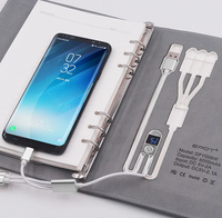 Nouveau Produit 2026 – Carnet de Notes en Cuir PU Personnalisé avec Batterie Externe et 3 Câbles Intégrés, Lampe Incluse, Idéal pour la Promotion (Vente en Gros)