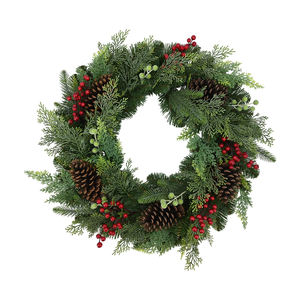Venta al por Mayor de Coronas Navideñas de Bayas Rojas Artificiales Pinecorn para Puerta Principal - Product Image 2