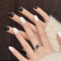 Faux ongles à presser réutilisables durables, carrés colorés en acrylique, style Ins, couvrance totale, avec strass, faits à la main